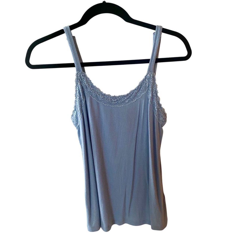 Colleen Lopez Blue Tank Top Rib Knit